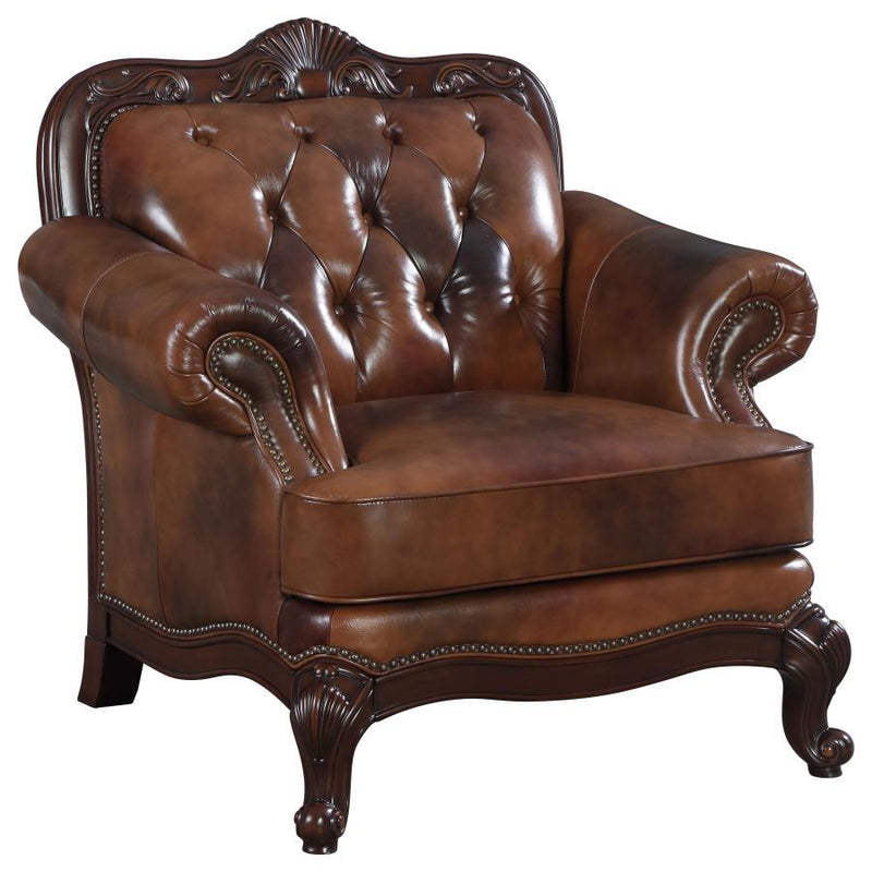 Victoria - Rolled Arm Chair - Tri-Tone and Brown