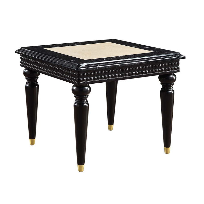 Tayden - End Table - Marble Top & Black Finish