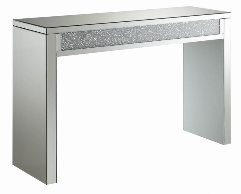 Gillian - Rectangular Sofa Table - Silver and Clear Mirror