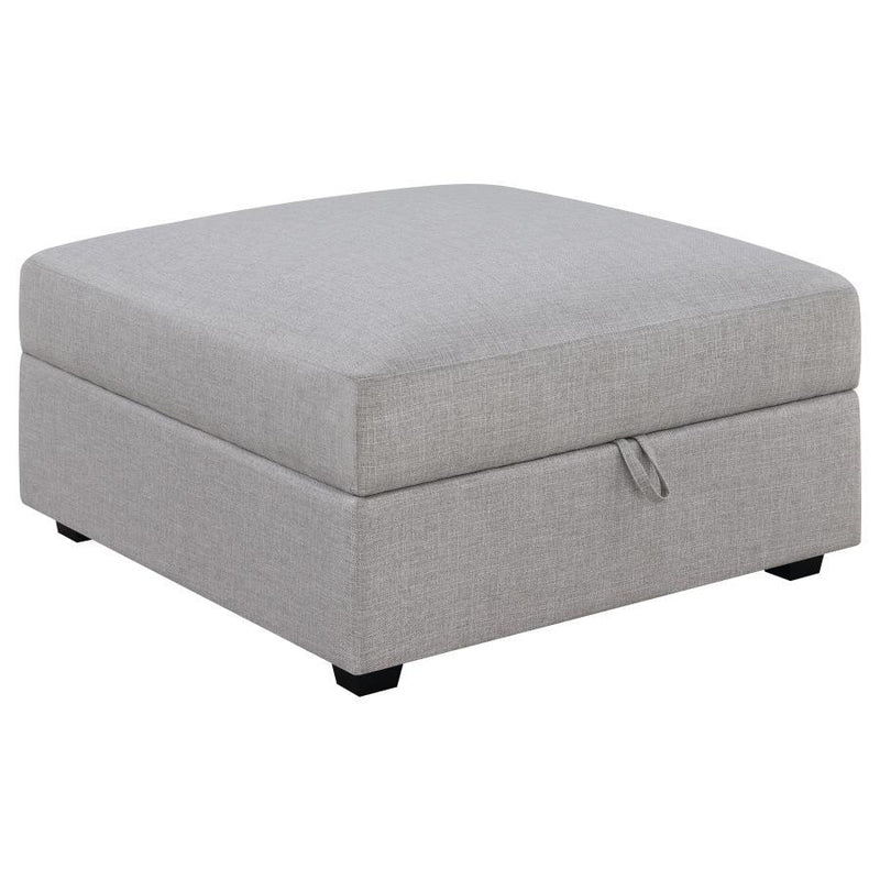 Cambria - Upholstered Square Storage Ottoman - Grey