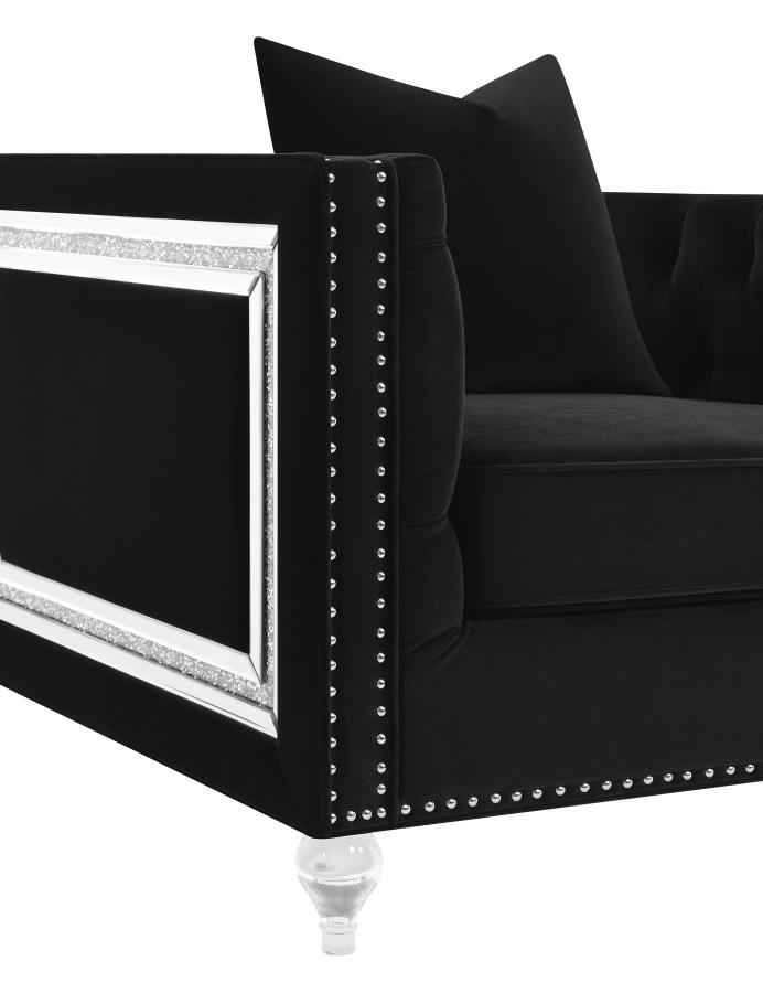 Delilah - Upholstered Tufted Tuxedo Arm Sofa - Black