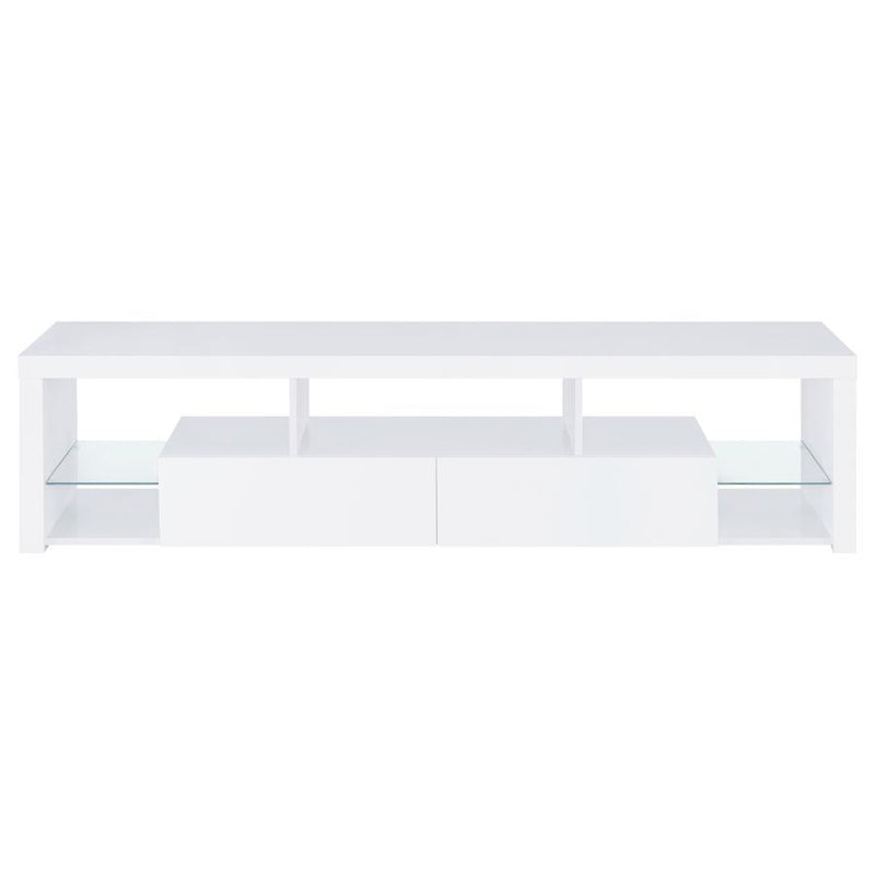 Jude - 2-Drawer 71" TV Stand With Shelving - White High Gloss