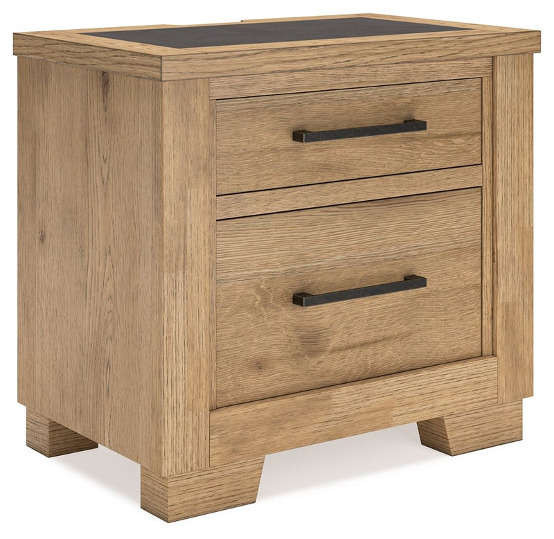 Galliden - Light Brown - Two Drawer Night Stand