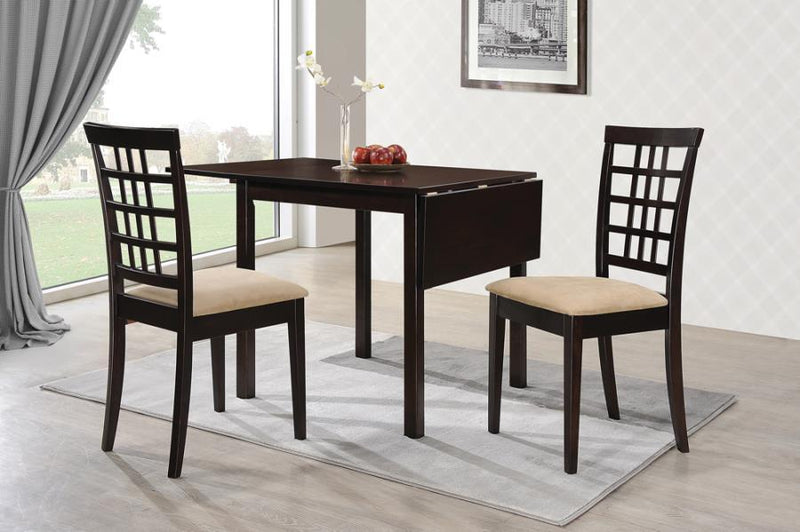 Kelso - 3-Piece Drop Leaf Dining Set - Cappuccino and Tan