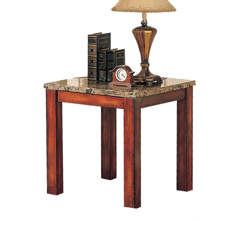 Bologna - End Table - Brown Marble & Brown Cherry