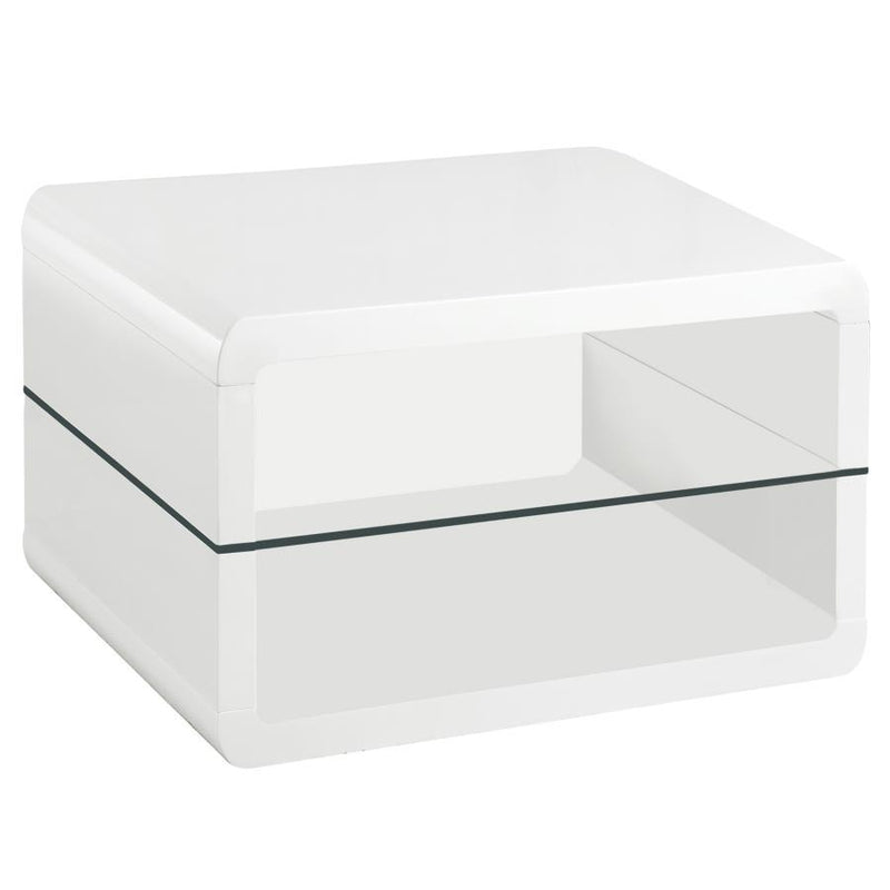 Elana - Square 2-Shelf End Table - Glossy White