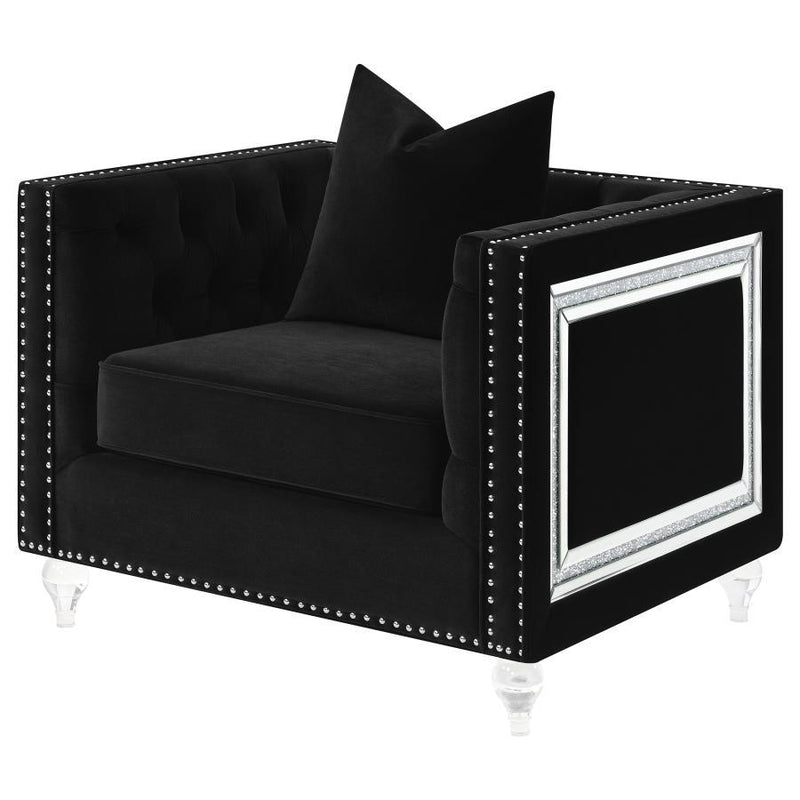 Delilah - Upholstered Tufted Tuxedo Arm Chair - Black