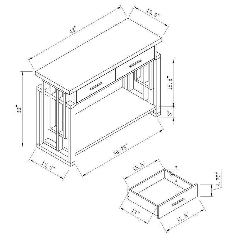 Schmitt - Rectangular 2-Drawer Sofa Table - High Glossy White