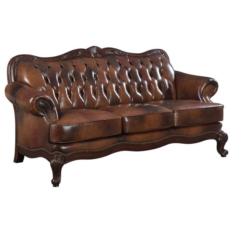 Victoria - Rolled Arm Sofa - Tri-Tone and Brown