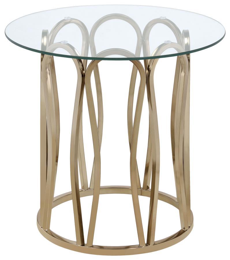 Monett - Round End Table - Chocolate Chrome And Clear