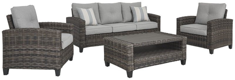 Cloverbrooke - Gray - Sofa/Chairs/Table Set (Set of 4)