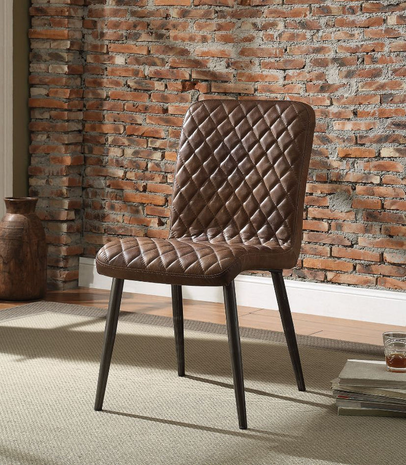 Millerton - Side Chair (Set of 2) - Vintage Chocolate Top Grain Leather & Antique Black