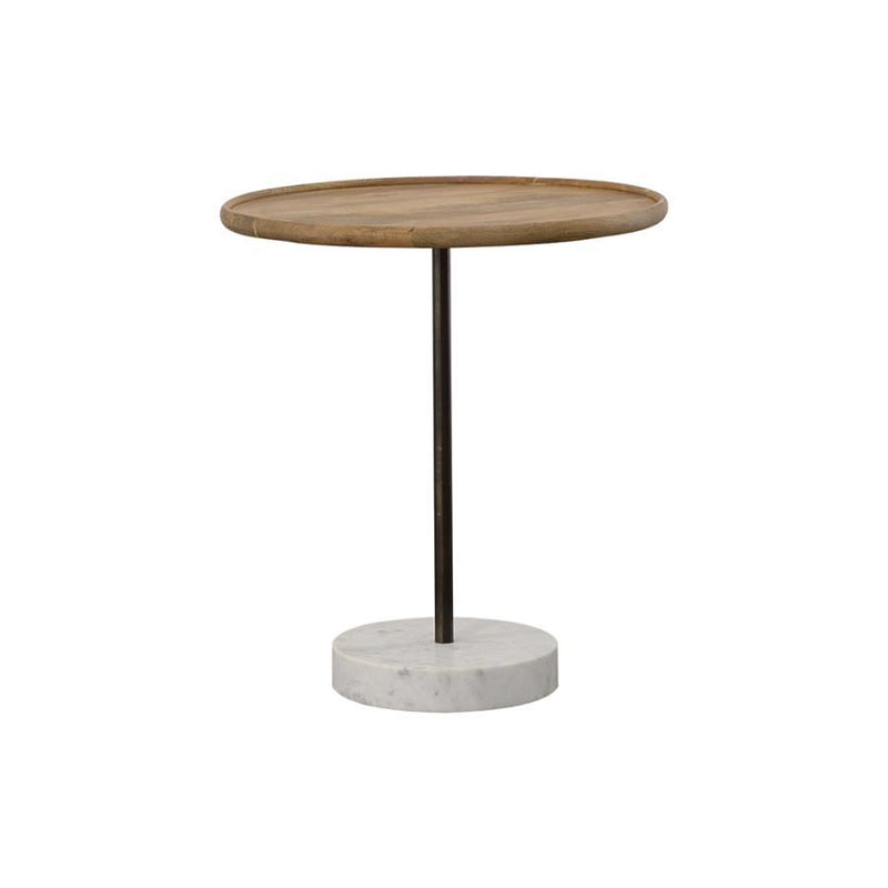 Ginevra - Round Wooden Top Accent Table - Natural and White