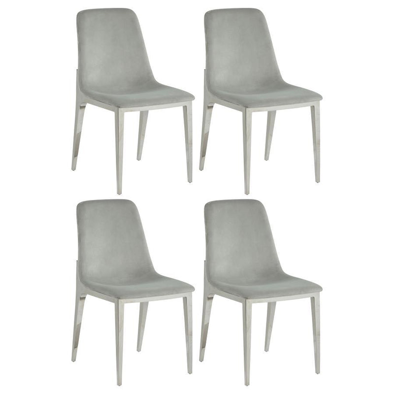 Irene - Upholstered Side Chairs (Set of 4) - Light Gray and Chrome
